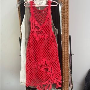 Free People Red Crochet Mini Dress